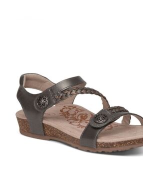 Aetrex Jillian Braided Quarter Strap Sandal Size 7 Color: Gunmetal